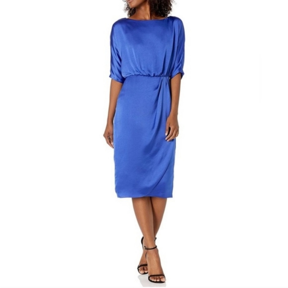 NWT $165 Mingda's Stretch Built in Bra Midi Dress M MOB MOG